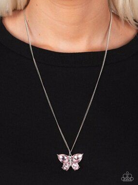 Paparazzi Jewelry Accessories - Free-Flying Flutter - Pink Necklace - Vintage